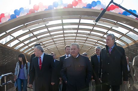 На открытии нового подземного перехода - будущей станции омского метро.